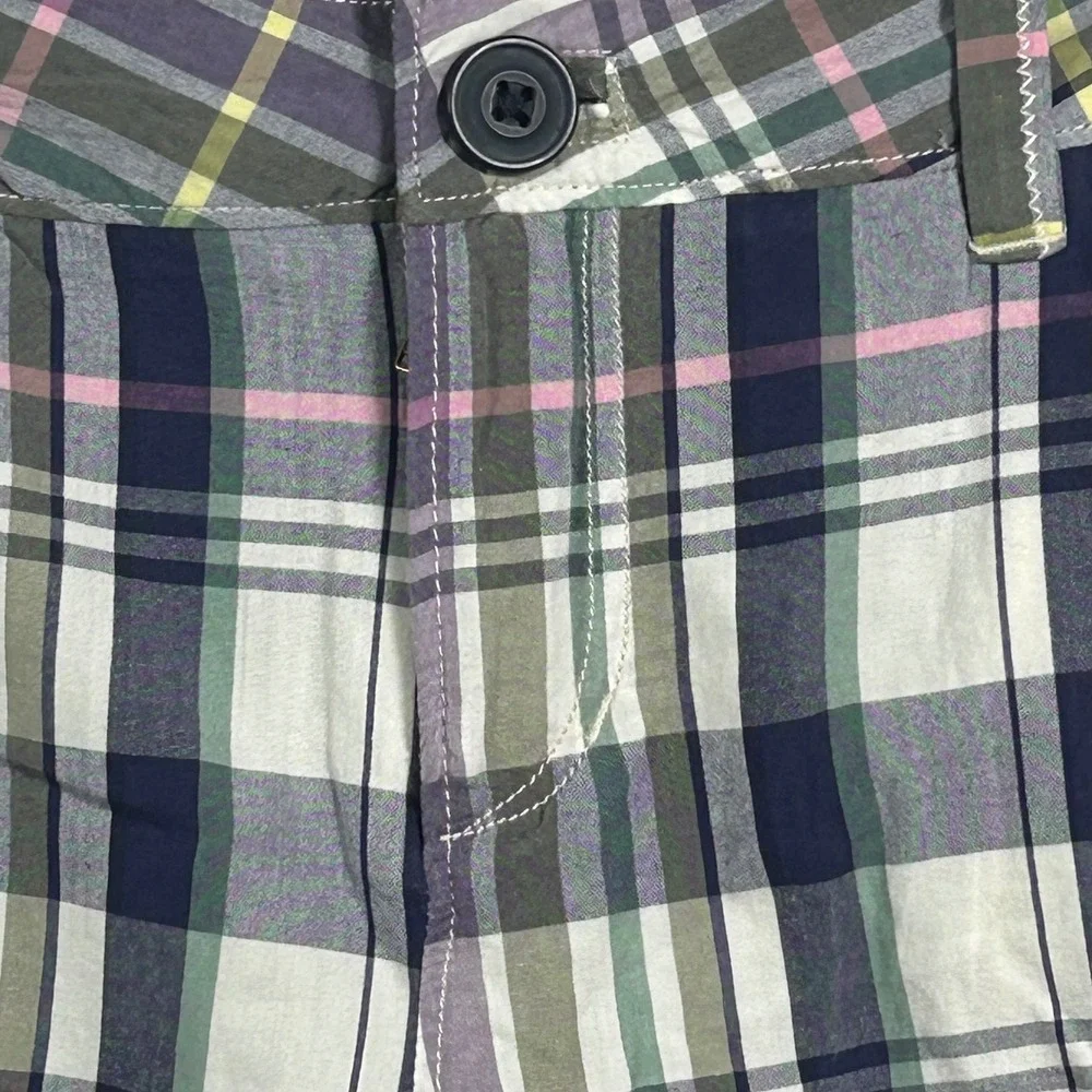 American Eagle Outfitters Plaid Shorts Womens 16 Purple Green Pink Cotton - Picture 7 of 8